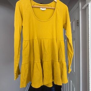 Anthropologie Yellow Tiered Long Sleeve Tunic